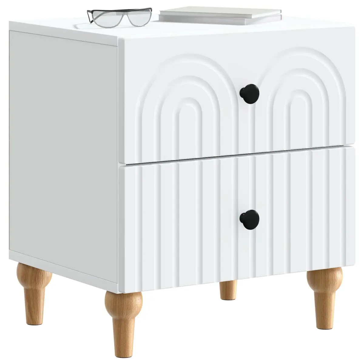Bedside Cabinet White 43 x 34.5 x 48 cm Modern Storage Drawer Nightstand Table