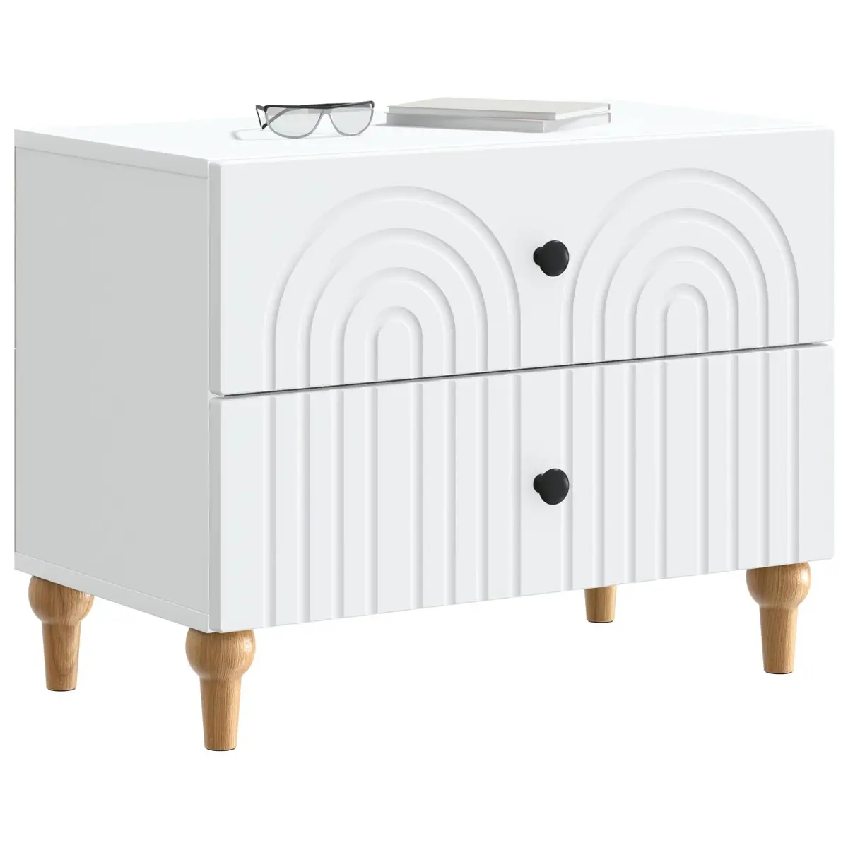 Bedside Cabinet White Modern Storage Table for Bedroom 62 x 34.5 x 48 cm