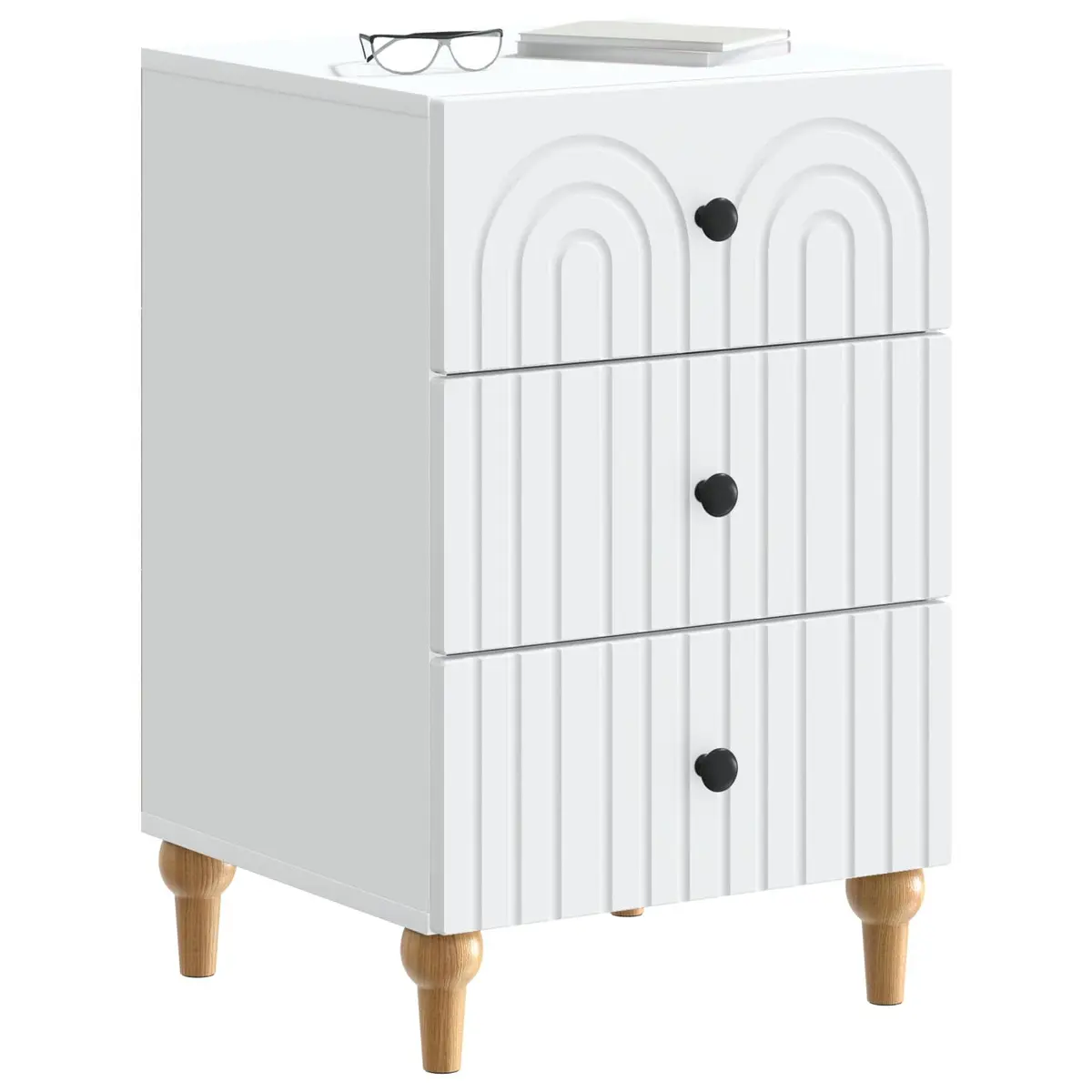 Bedside Cabinet White Engineered Wood Nightstand Bedroom Storage Table