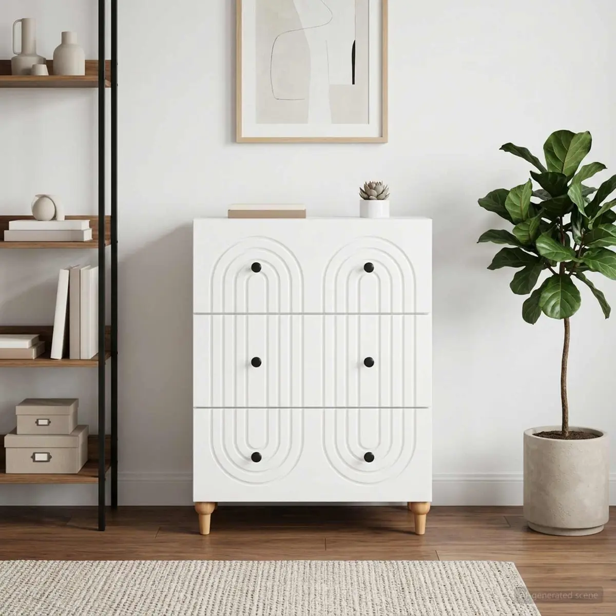 Storage Cabinet Drawer Unit Living Room White 66 x 34.5 x 90 cm