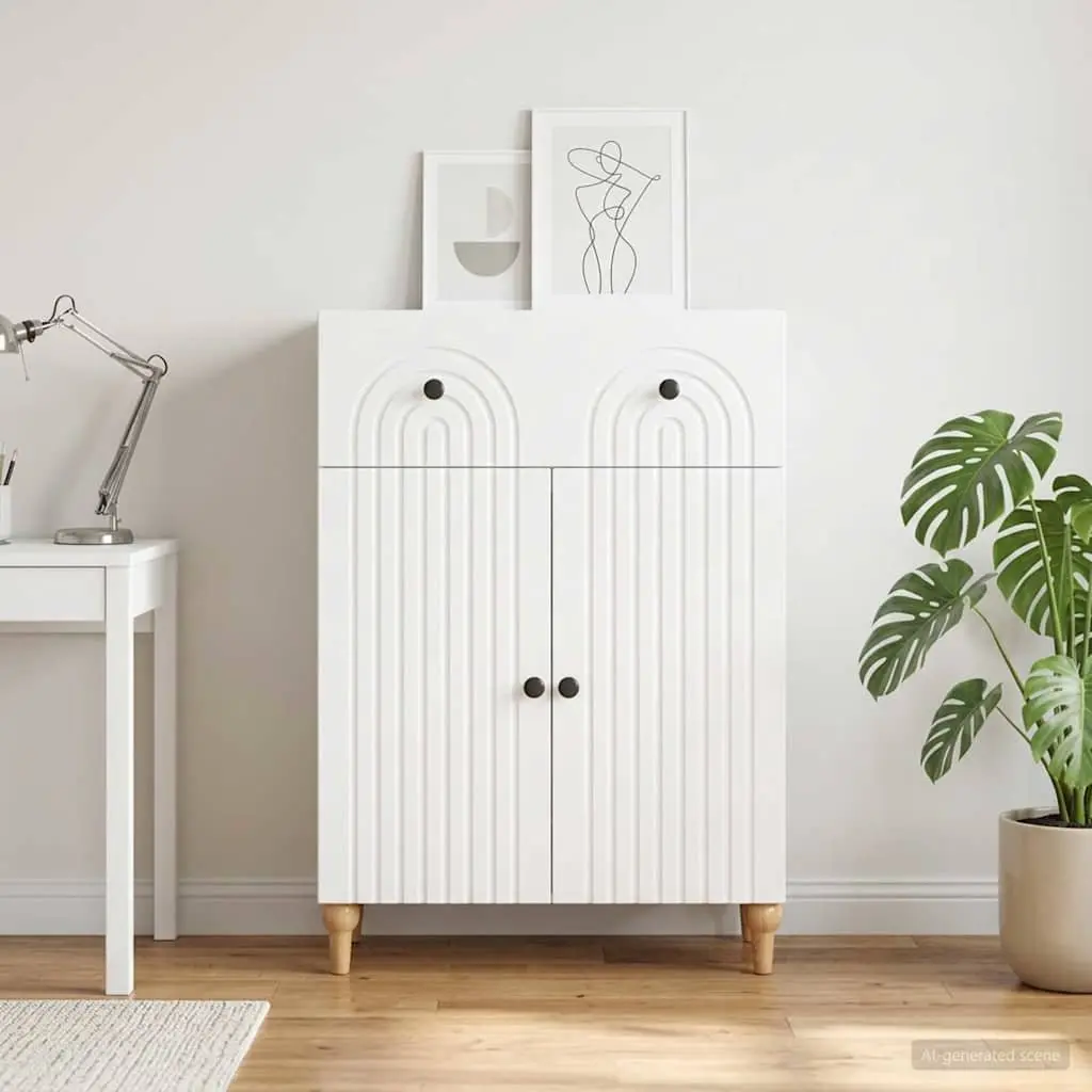 White Sideboard Cabinet 66x34.5x90cm Modern Storage Buffet Dining Room Furniture