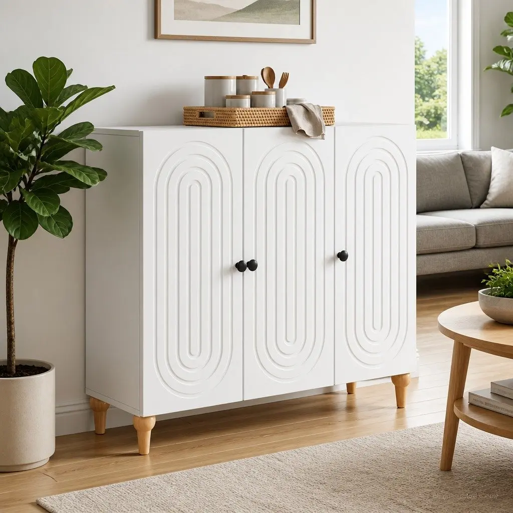 Sideboard Cabinet for Home Storage White Engineered Wood 89x34.5x80cm