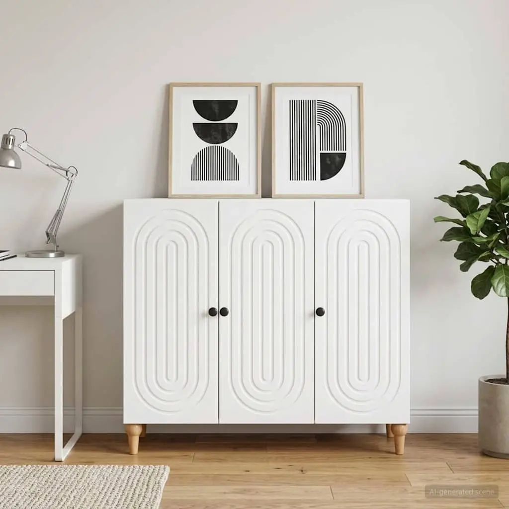 Sideboard Cabinet for Home Storage White Engineered Wood 89x34.5x80cm