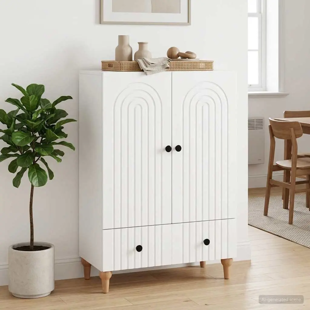 White Sideboard Storage Cabinet Living Room 66 x 34.5 x 95 cm