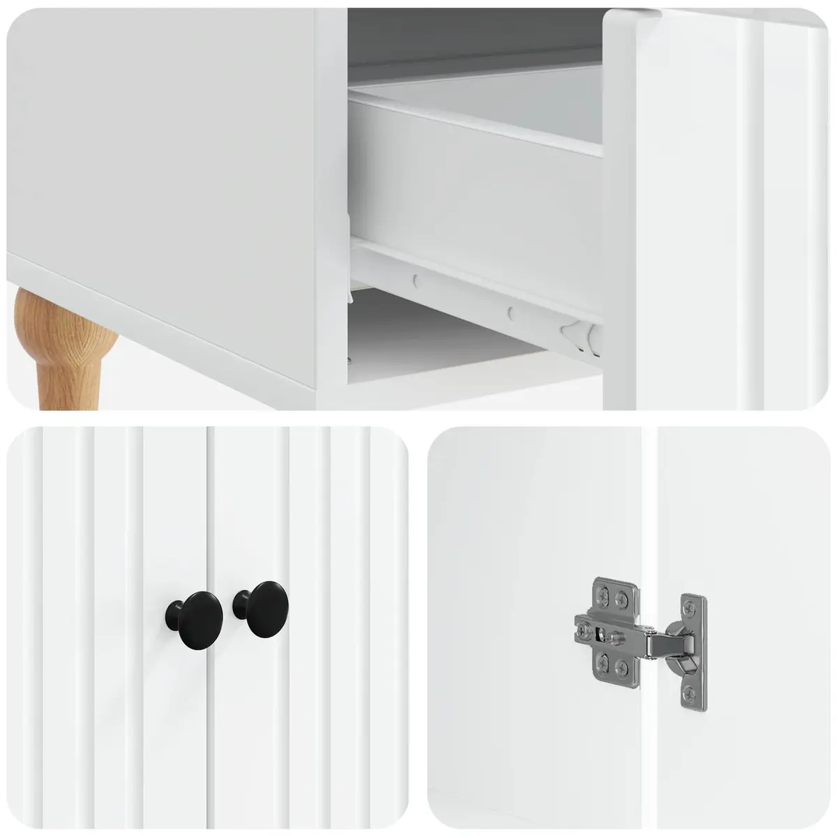 White Sideboard Storage Cabinet Living Room 66 x 34.5 x 95 cm