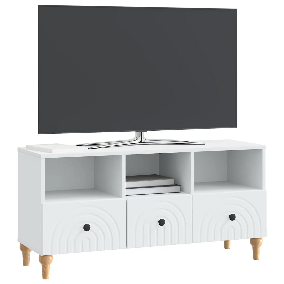 TV Cabinet Living Room White Engineered Wood 102 x 34.5 x 50 cm