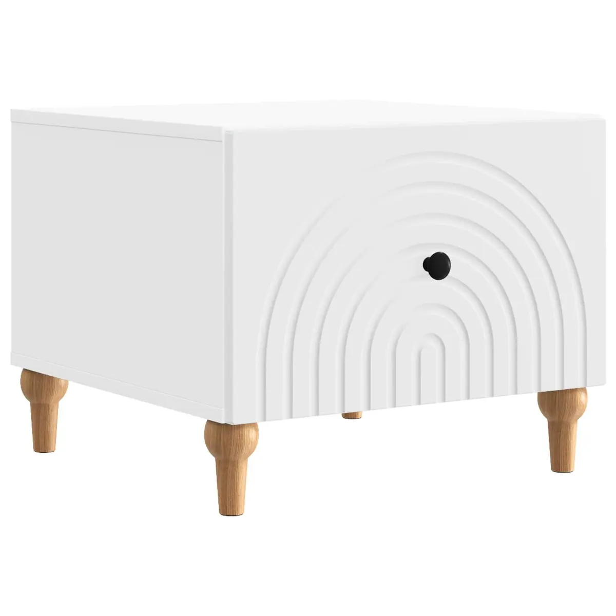 Coffee Table with Drawer White Engineered Wood Accent Table Storage Furniture
