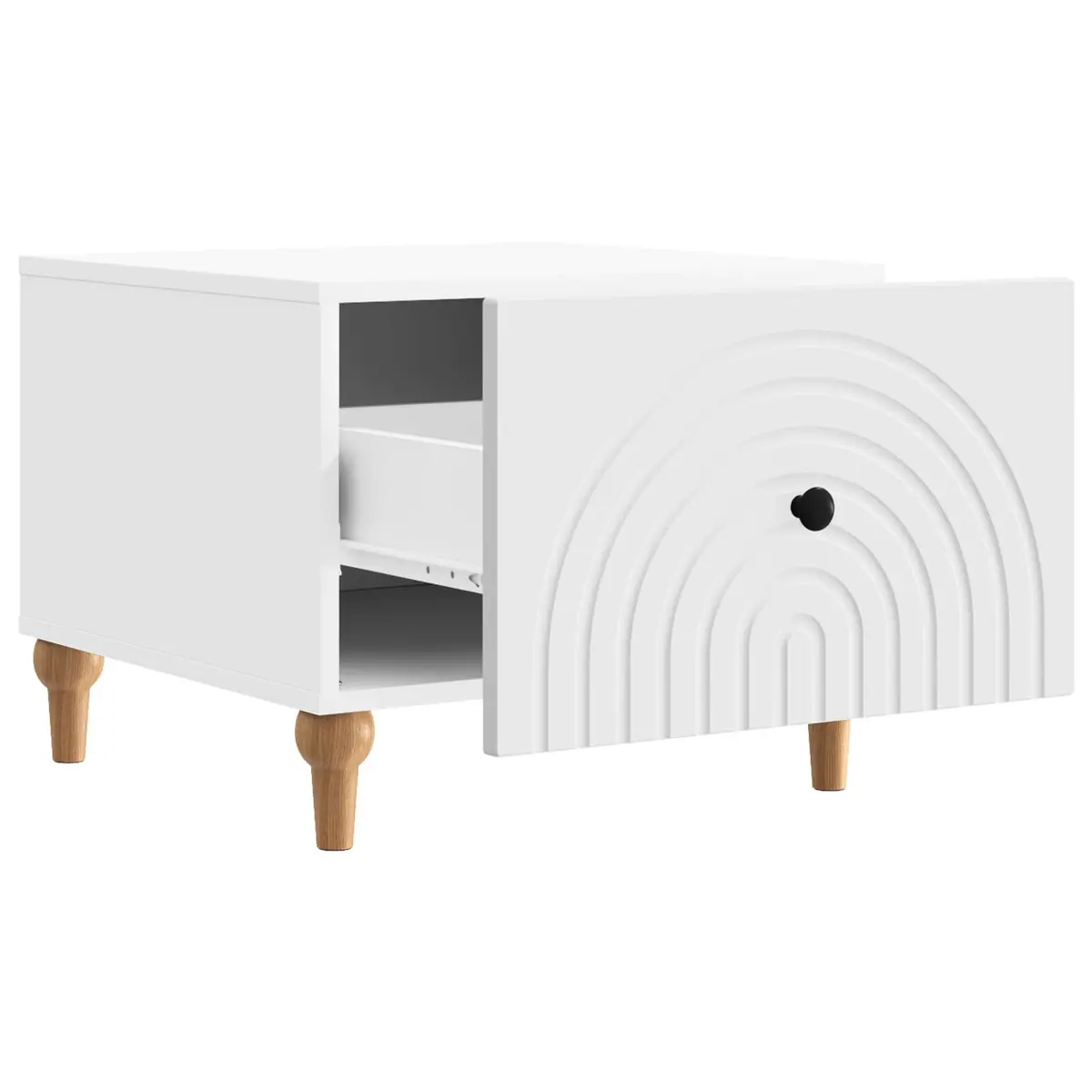 Coffee Table with Drawer White Engineered Wood Accent Table Storage Furniture