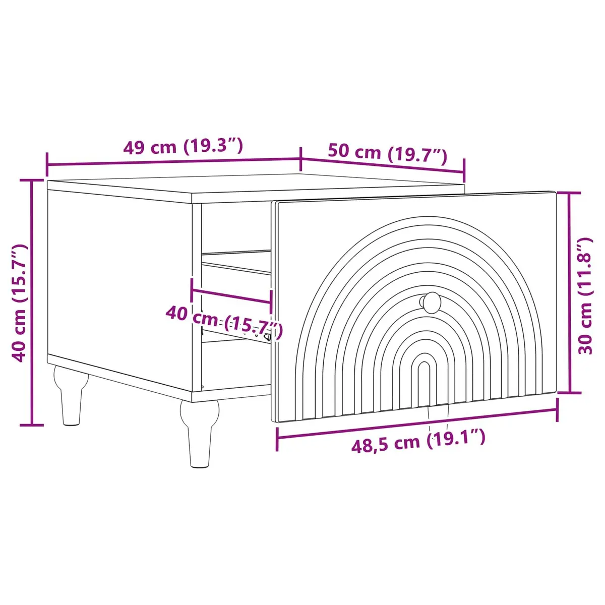 Coffee Table with Drawer White Engineered Wood Accent Table Storage Furniture