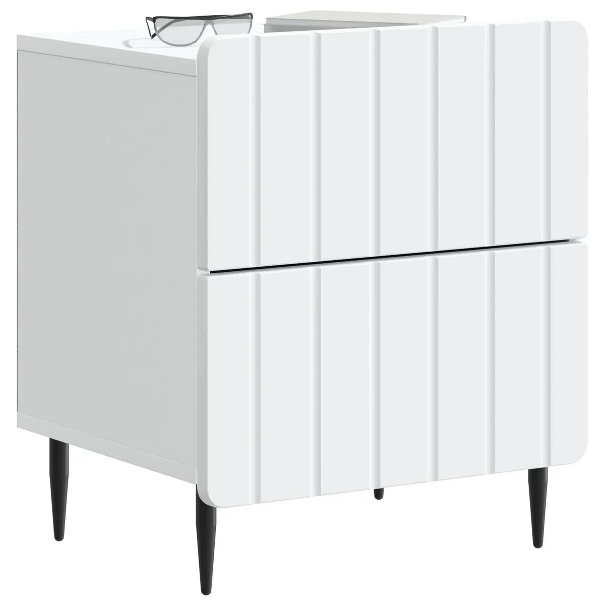 Bedside Cabinet White Modern Bedroom Nightstand Storage 43 x 34.5 x 49.5 cm
