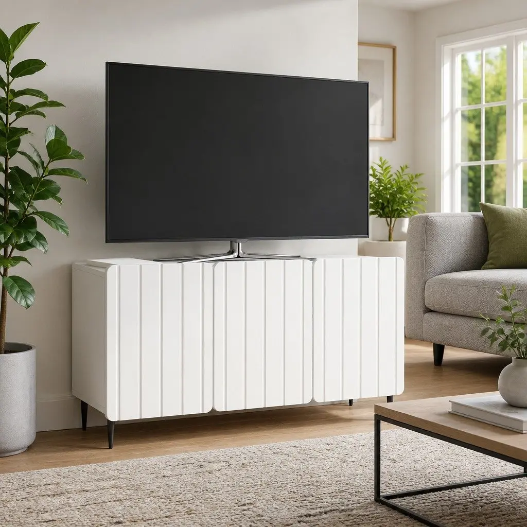 TV Cabinet for Living Room White Modern Storage Unit 99 x 34.5 x 52 cm