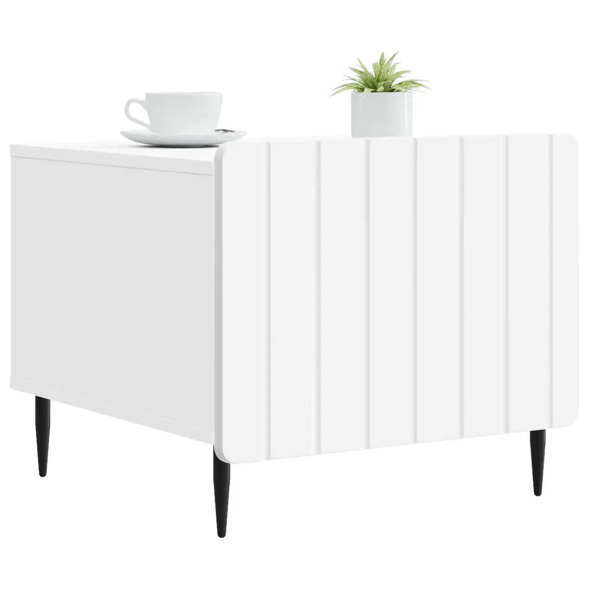 Coffee Table for Living Room Dual-Level White Engineered Wood