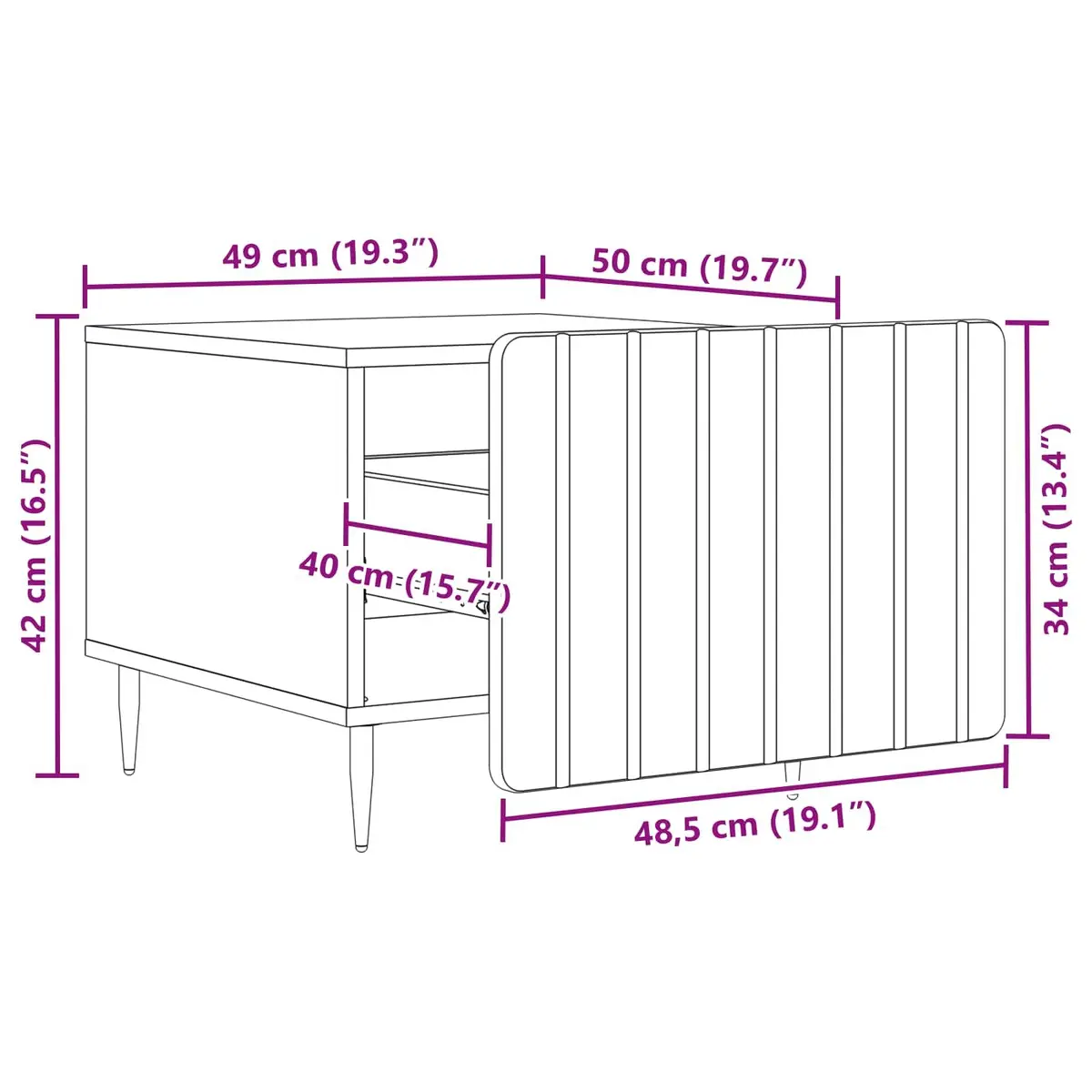 Coffee Table for Living Room Dual-Level White Engineered Wood