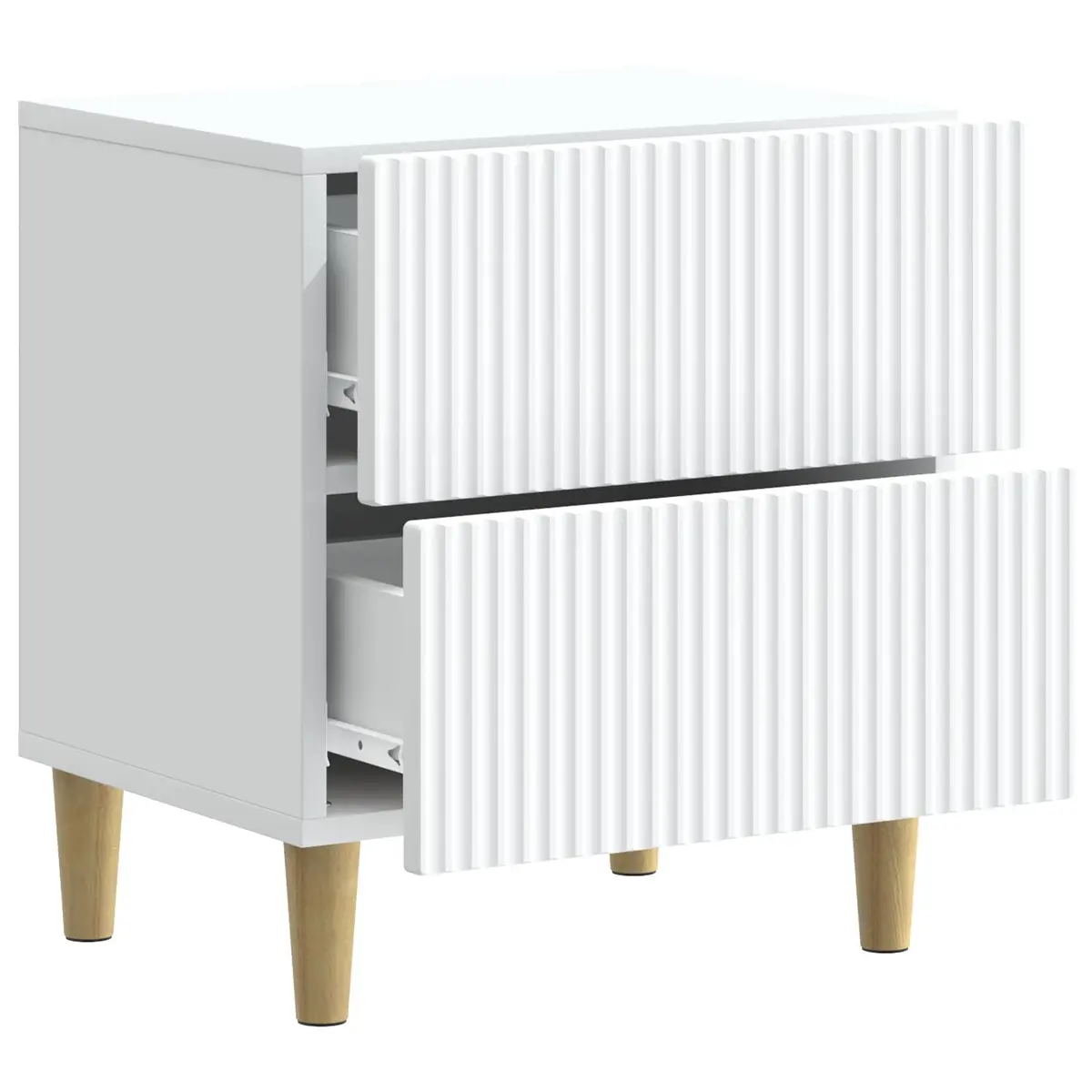 Bedside Cabinet with Two Drawers White 43 x 34.5 x 48 cm Storage Nightstand for Bedroom or Living Room