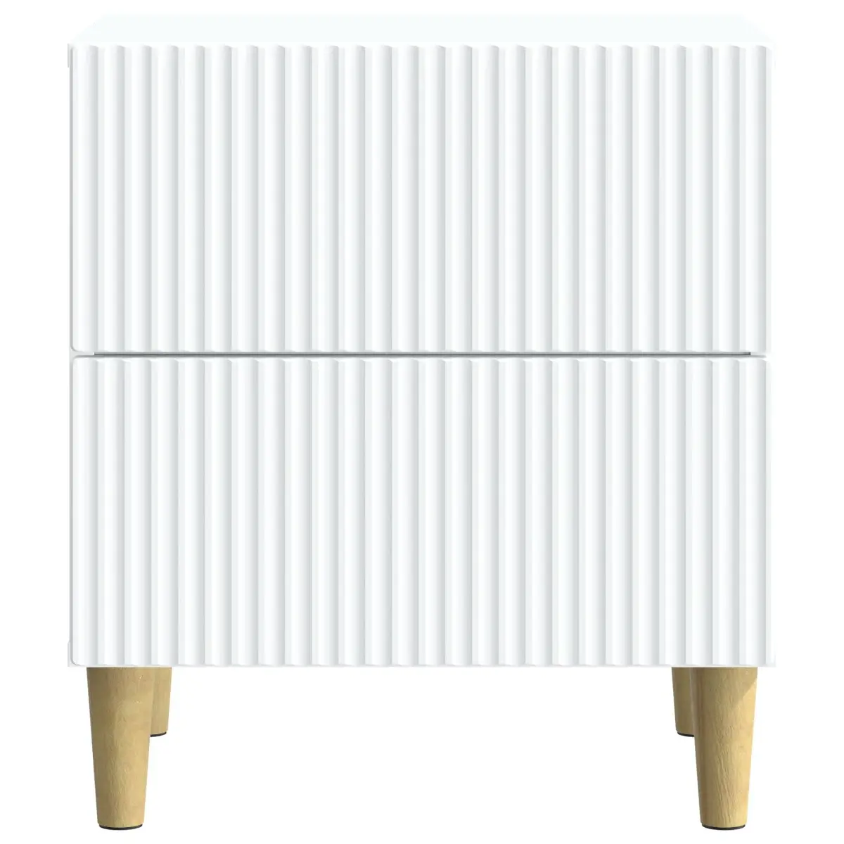 Bedside Cabinet with Two Drawers White 43 x 34.5 x 48 cm Storage Nightstand for Bedroom or Living Room