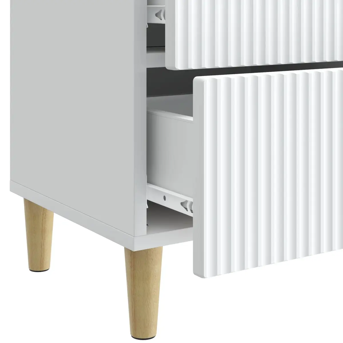 Bedside Cabinet with Two Drawers White 43 x 34.5 x 48 cm Storage Nightstand for Bedroom or Living Room