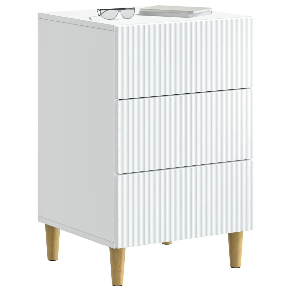 Bedside Cabinet White Bedroom Nightstand Side Table 43 x 41 x 66.5 cm