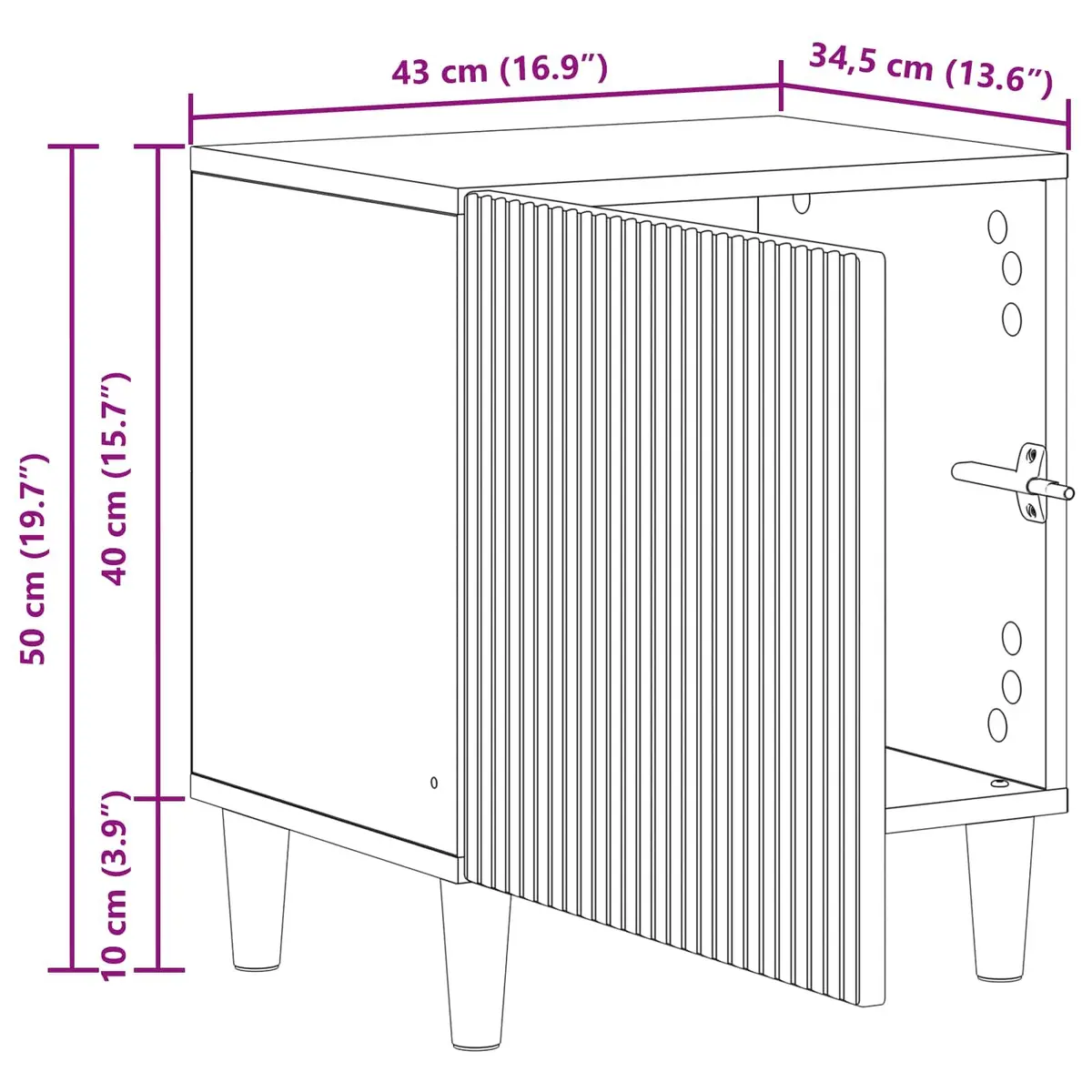 43 x 34.5 x 50 cm White Engineered Wood Nightstand