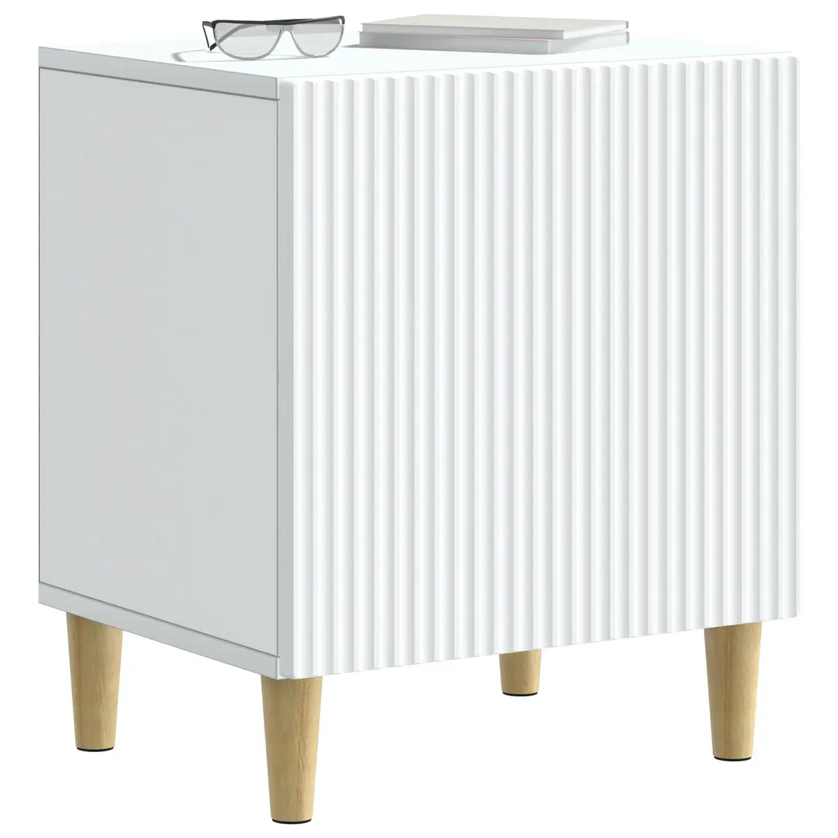 43 x 34.5 x 50 cm White Engineered Wood Nightstand