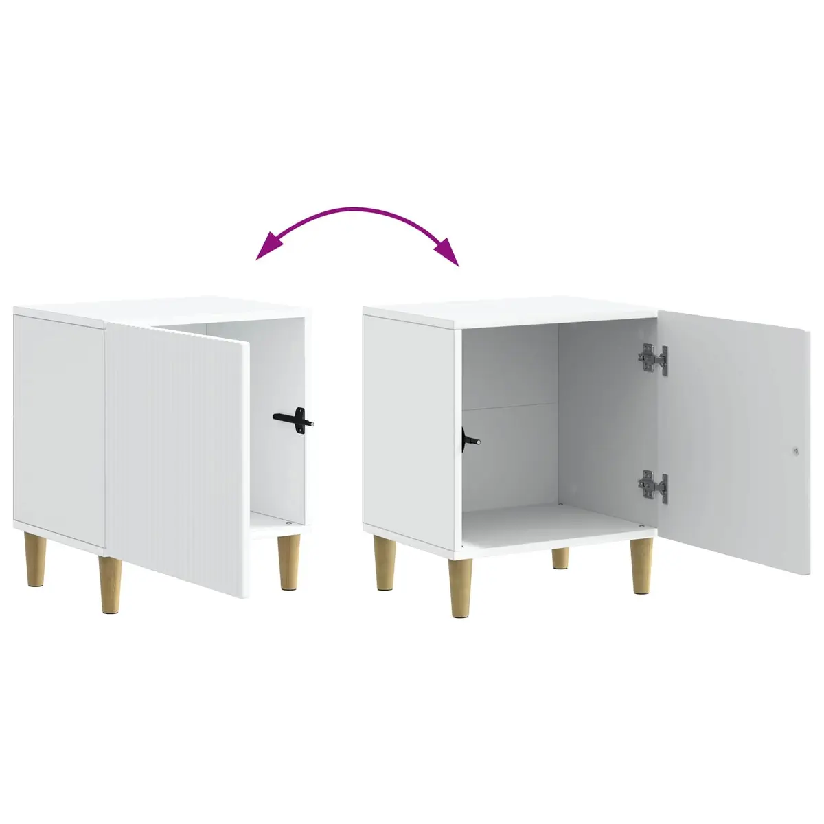 43 x 34.5 x 50 cm White Engineered Wood Nightstand