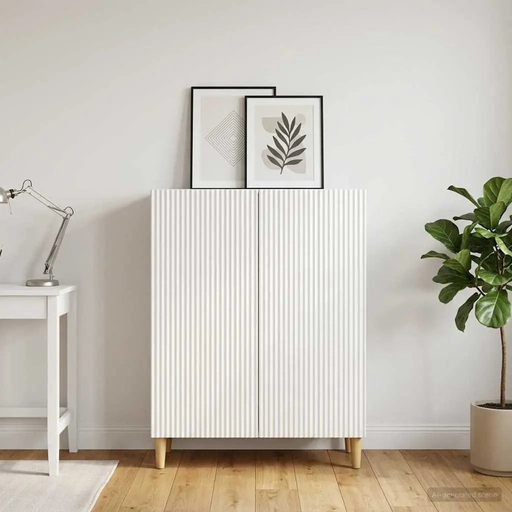White Storage Cabinet 66cm Wide x 90cm Tall, Engineered Wood