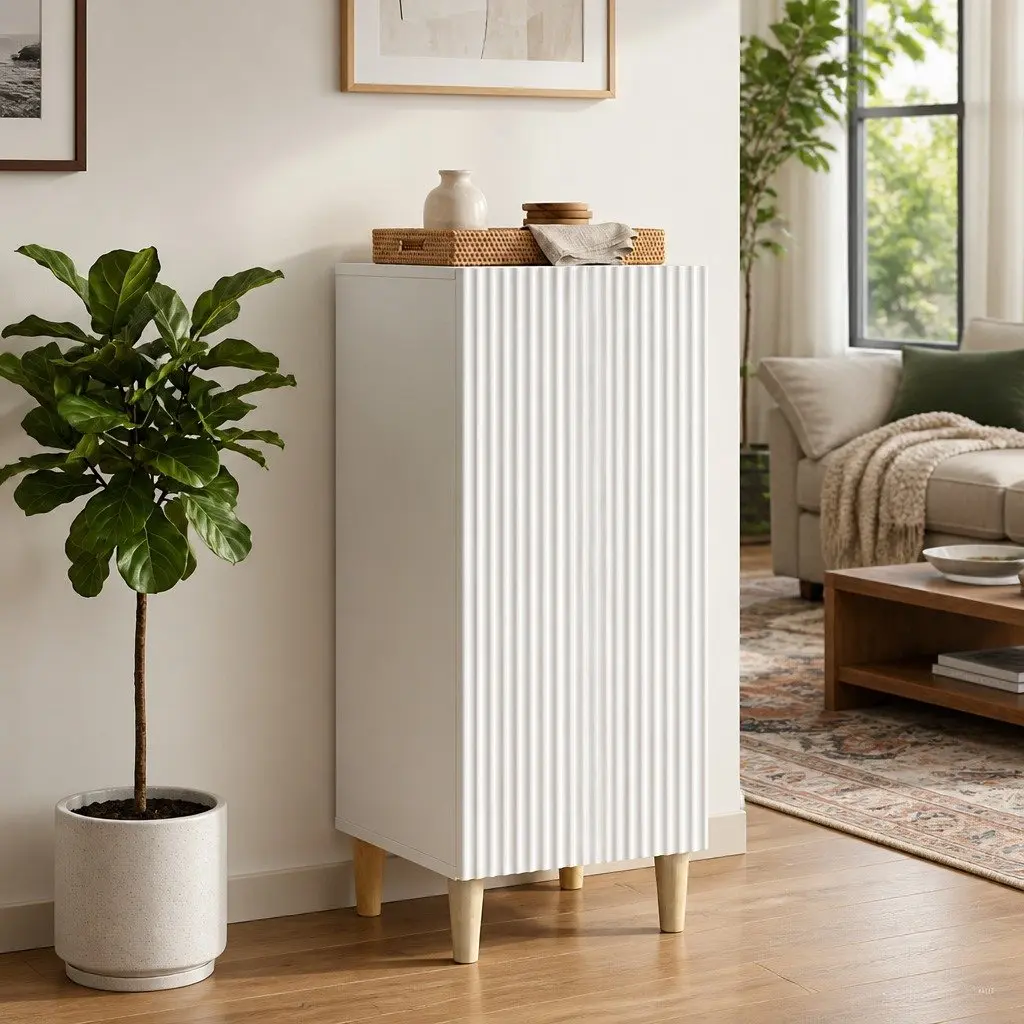 White Sideboard Storage Cabinet Indoor 33cm x 34.5cm x 90cm