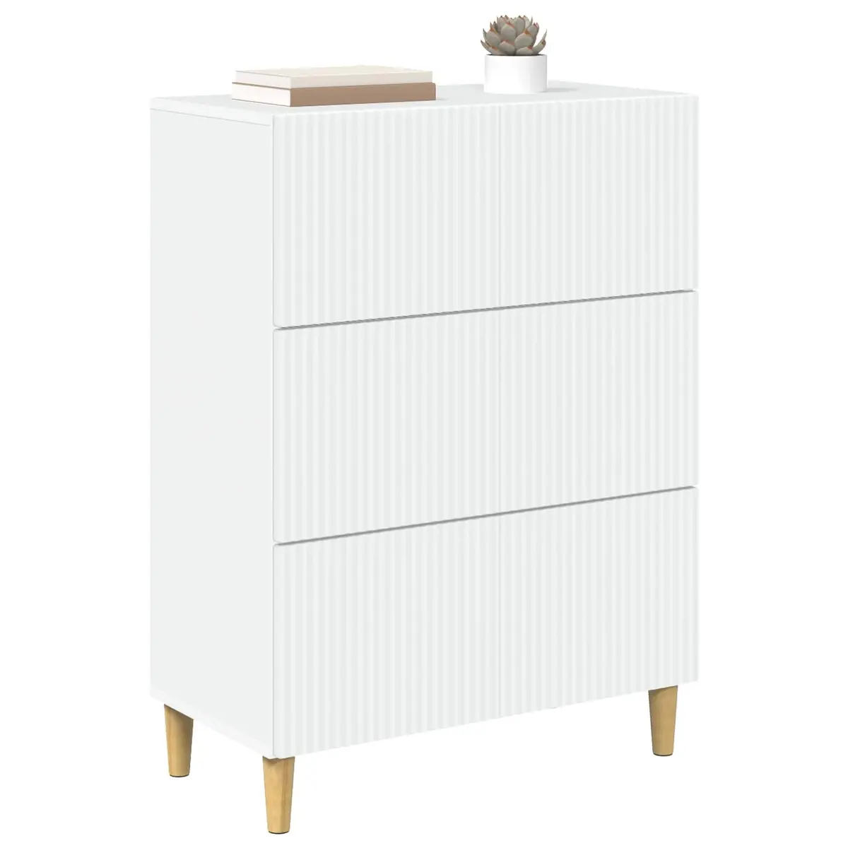 Drawer Cabinet White Engineered Wood Storage Unit 66x34.5x90cm