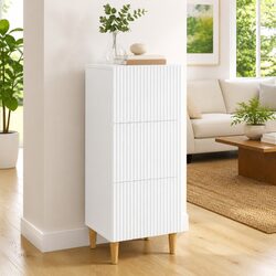 Drawer Cabinet White Storage Unit 33 x 34.5 x 90 cm Engineered Wood Tapered Legs