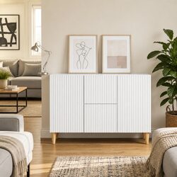 Engineered Wood White Sideboard Storage Cabinet 89x34.5x60cm