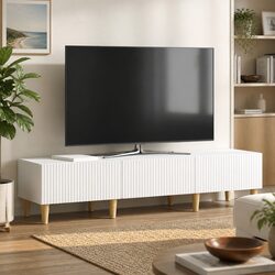 White TV Cabinet with Drawer: Dimensions 147 x 34.5 x 30 cm