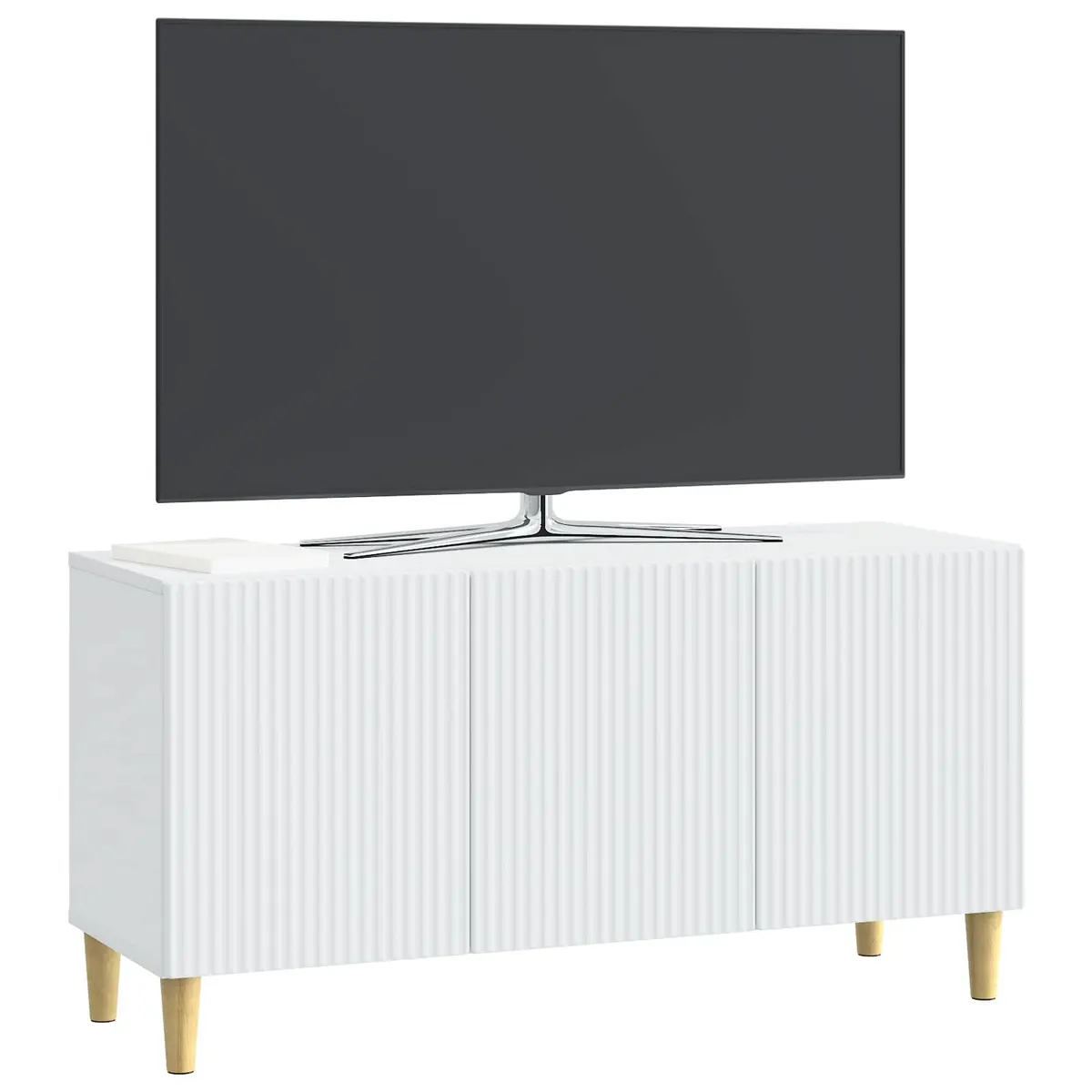 TV Cabinet White Modern Living Room Storage Furniture Engineered Wood 99 x 34.5 x 50 cm