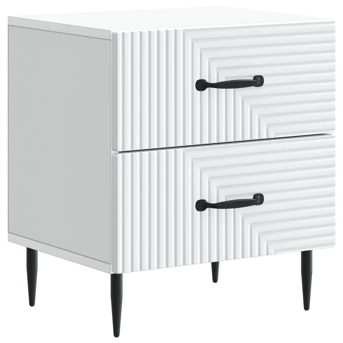 Bedside Cabinet White Bedroom Storage Nightstand Drawers Metal Legs Modern