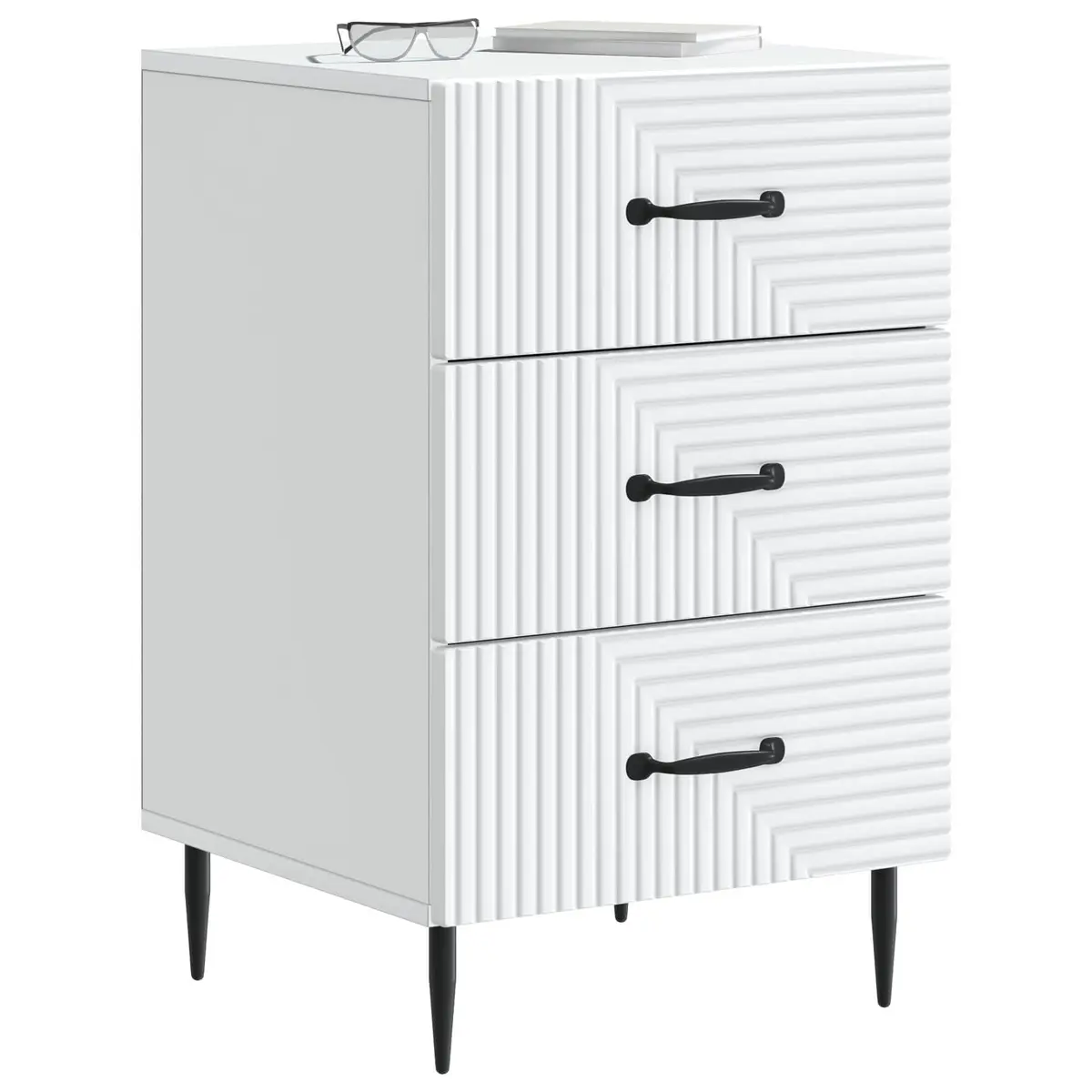 Bedside Cabinet White Nightstand with Drawer Storage Bedroom 43 x 41 x 66.5 cm