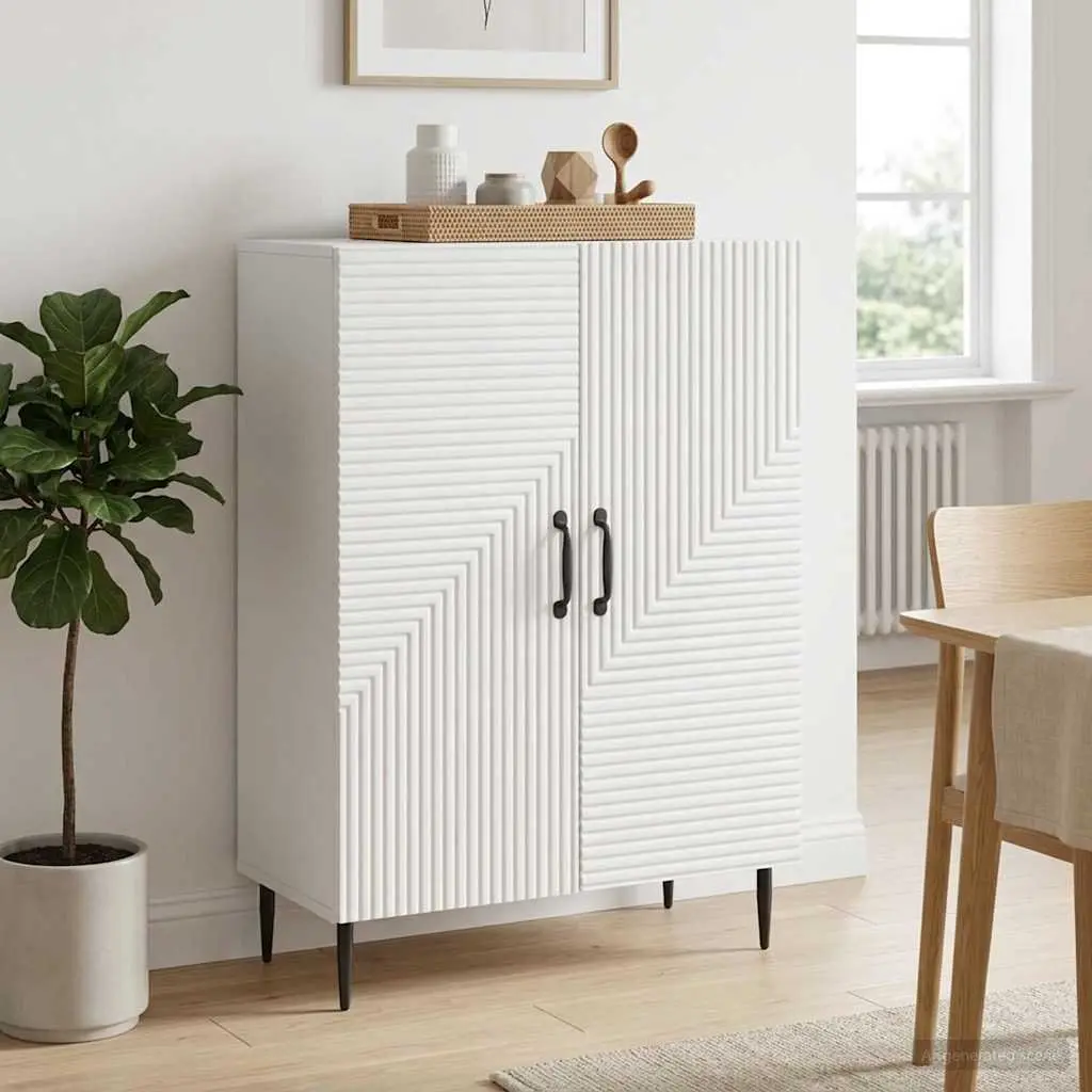 Sideboard White Modern Storage Cabinet Living Room Dining 66 x 34.5 x 89.5 cm