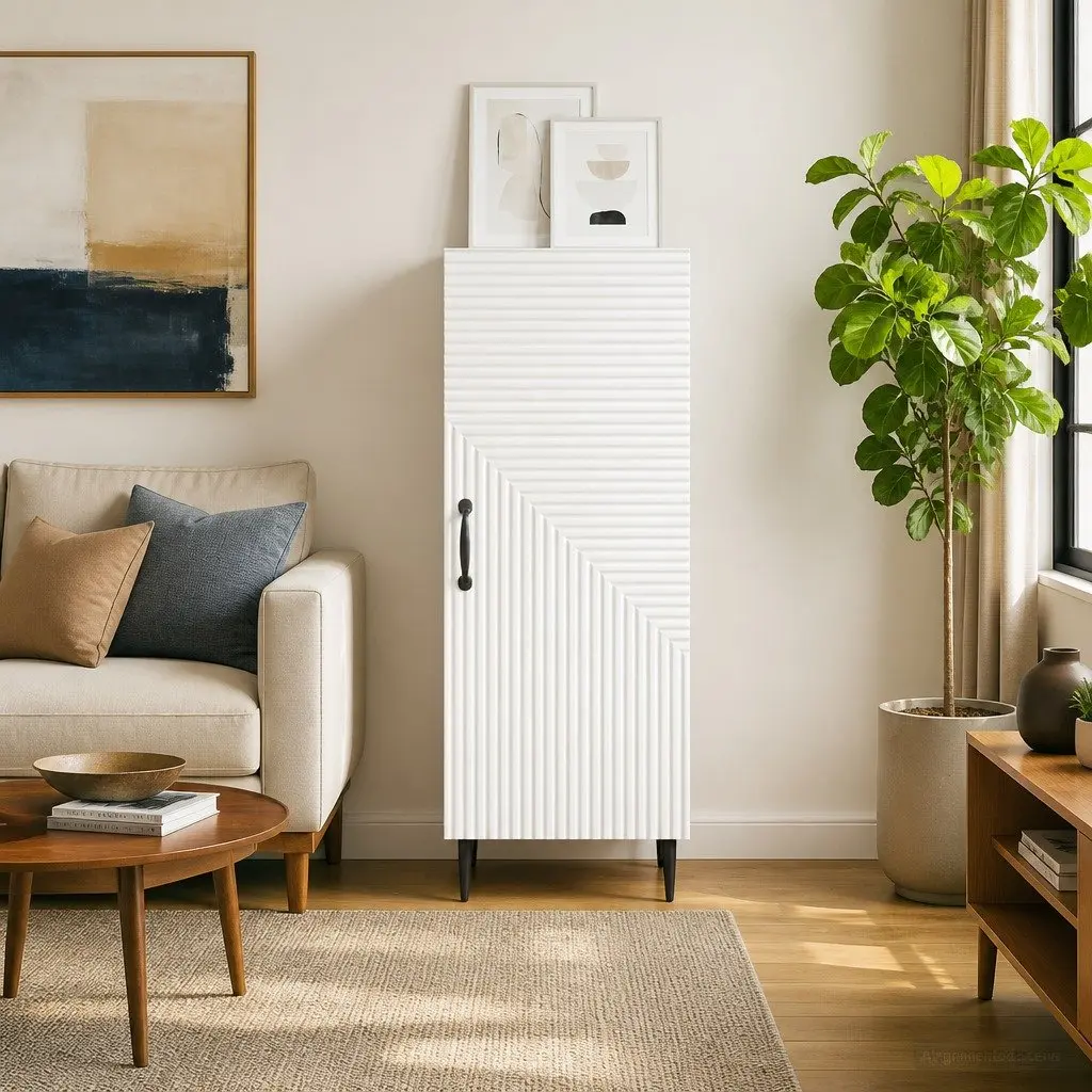 White Sideboard Storage Cabinet for Living Room 33 x 34.5 x 89.5 cm