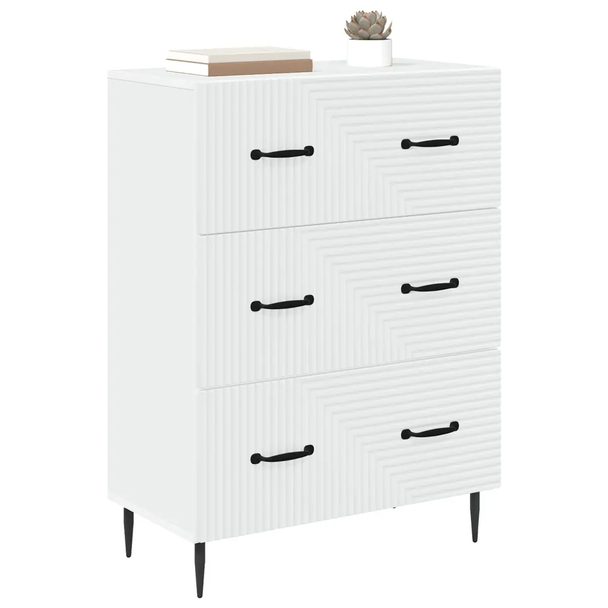 Drawer Cabinet White Living Room Bedroom 66 x 34.5 x 89.5 cm Storage Furniture Engineered Wood