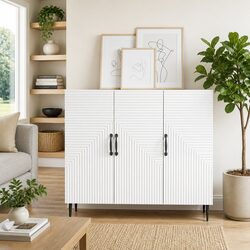 White Engineered Wood Sideboard 89 x 34.5 x 80 cm