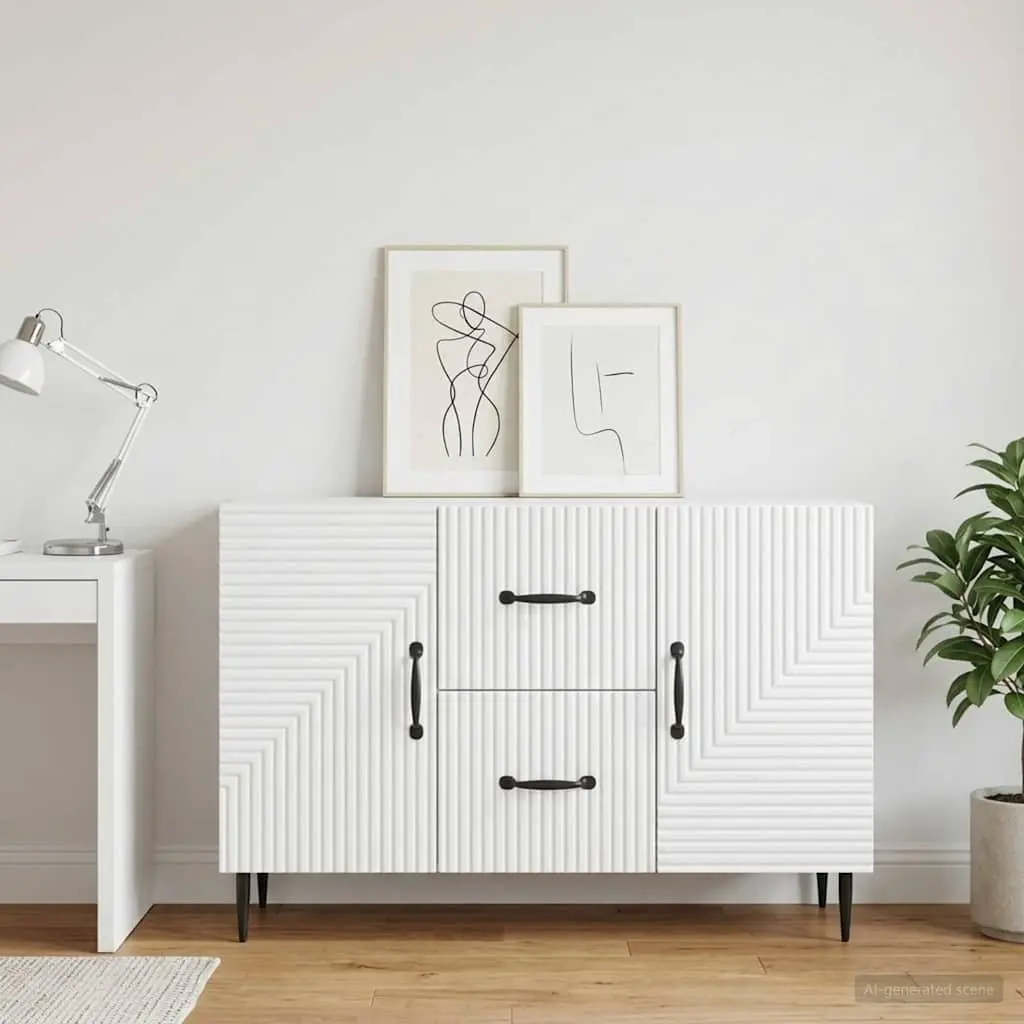White Sideboard Storage Cabinet for Dining Living Room Engineered Wood 89 x 34.5 x 60 cm
