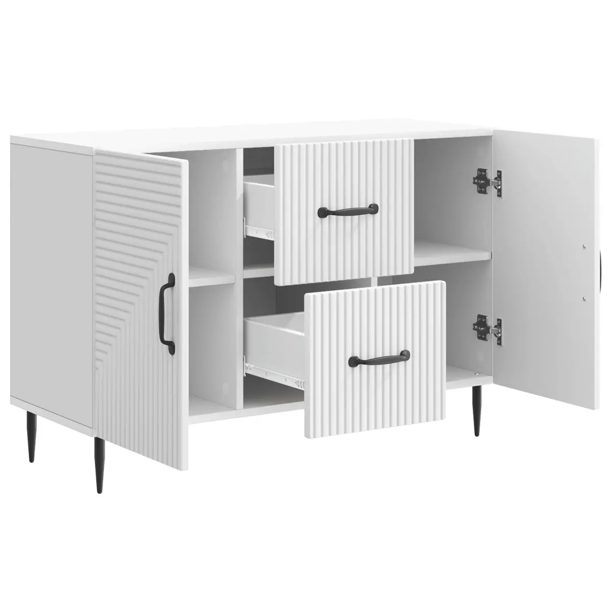 White Sideboard Storage Cabinet for Dining Living Room Engineered Wood 89 x 34.5 x 60 cm