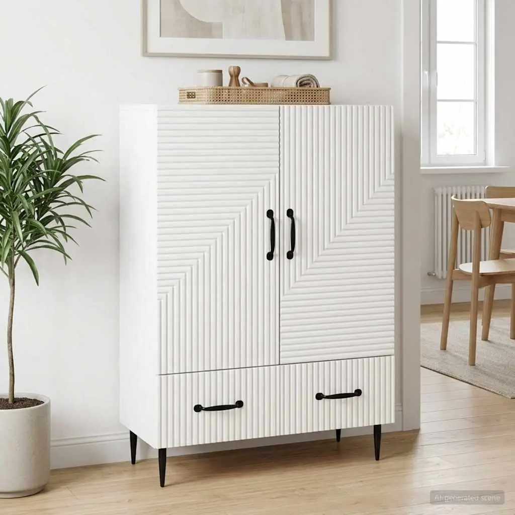 Sideboard Storage Cabinet Living Room Dining White Engineered Wood 66 x 34.5 x 95 cm