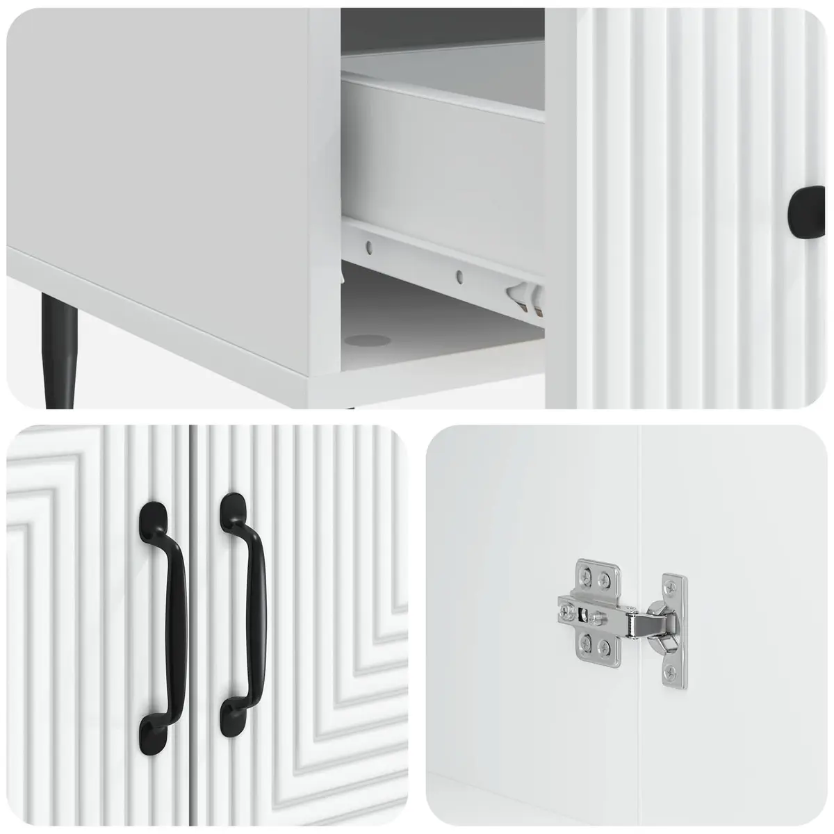 Sideboard Storage Cabinet Living Room Dining White Engineered Wood 66 x 34.5 x 95 cm