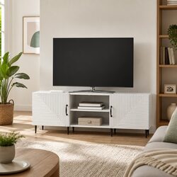 TV Cabinet Specifications: White Engineered Wood, 150 x 31 x 50 cm