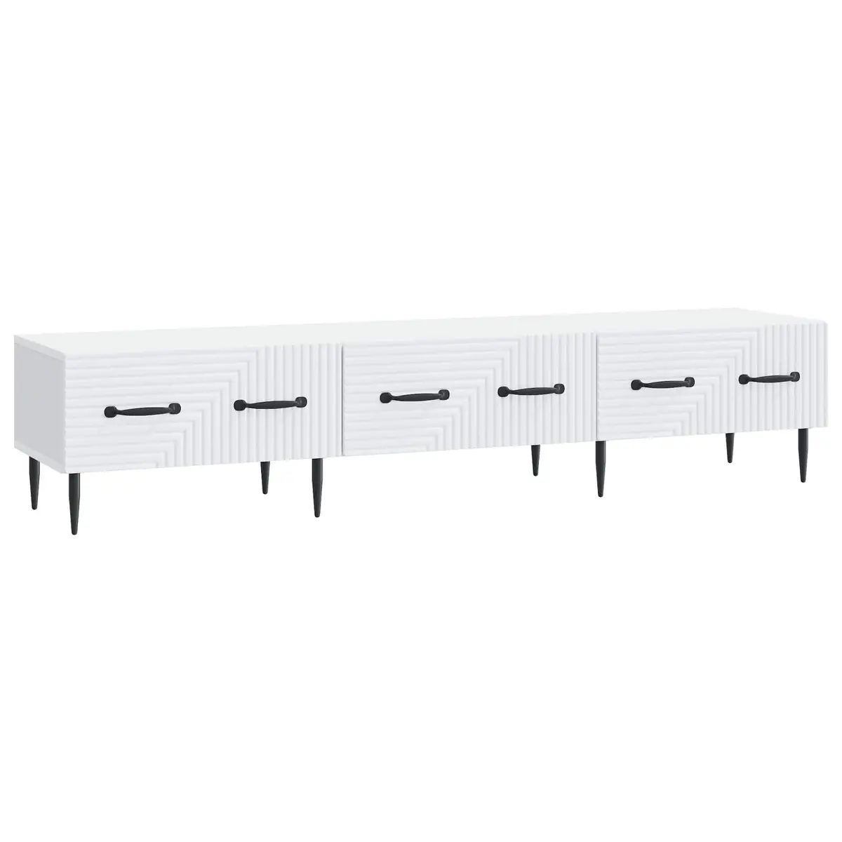 TV Cabinet with Drawer White Living Room Storage Unit Modern Vintage Design