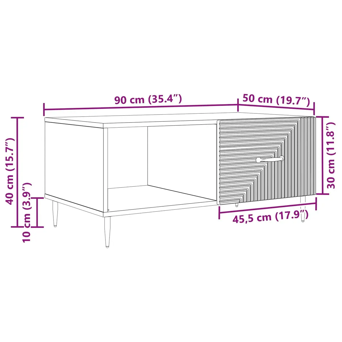 Coffee Table White Rectangular Modern Living Room Storage Accent Furniture