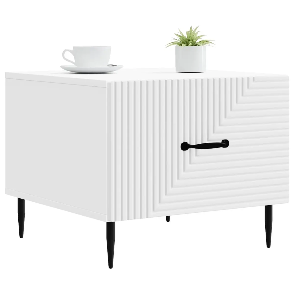 Coffee Table with Drawer White Engineered Wood Modern Accent Living Room
