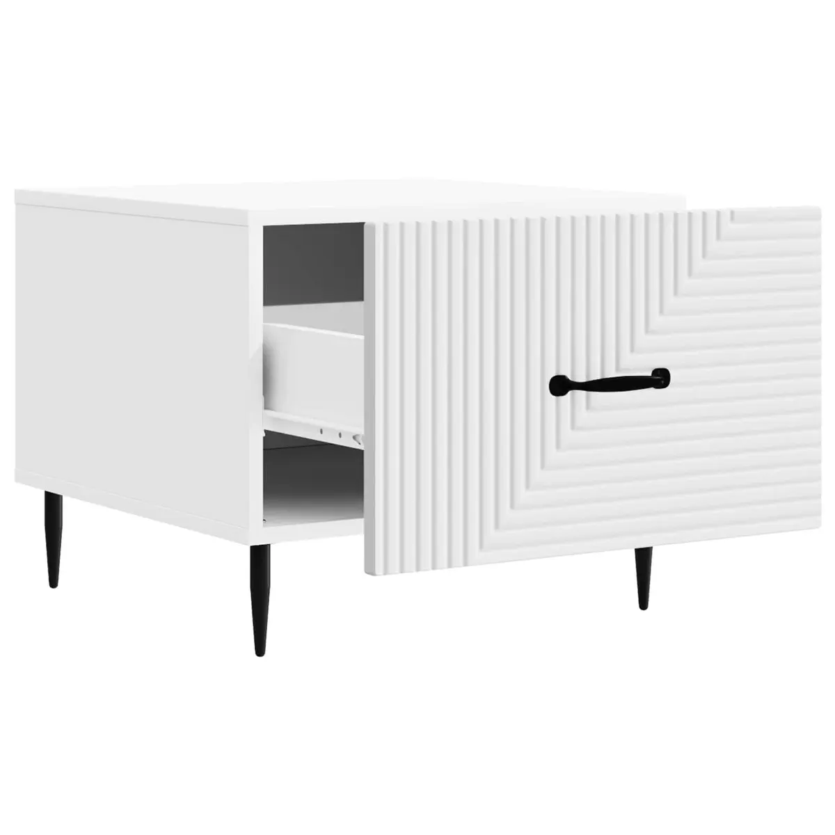 Coffee Table with Drawer White Engineered Wood Modern Accent Living Room