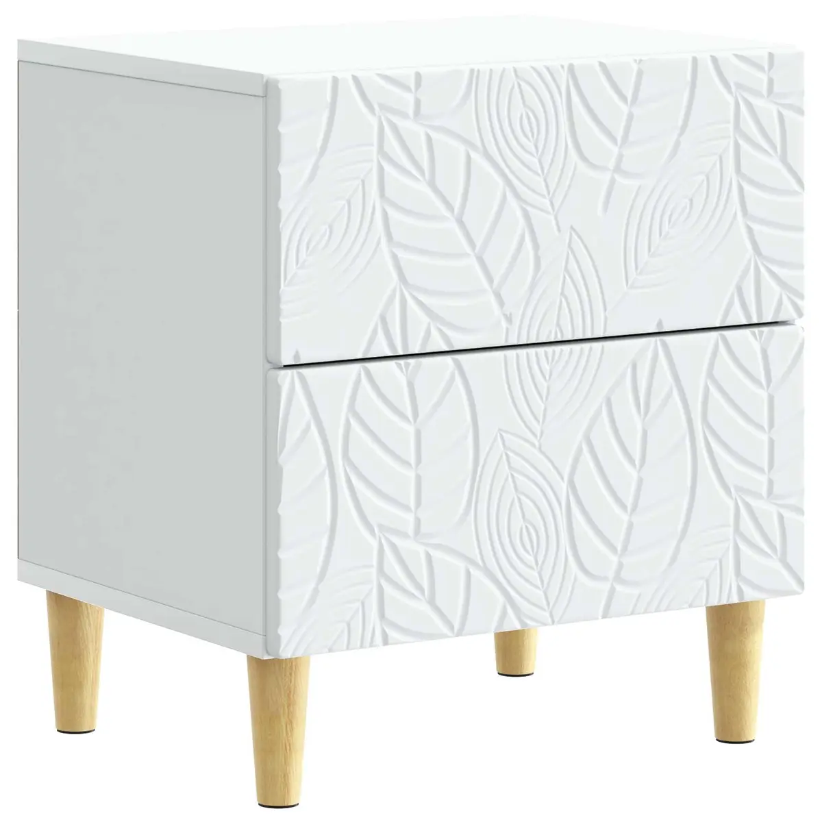 Bedside Table White Engineered Wood Compact Nightstand Storage Drawer