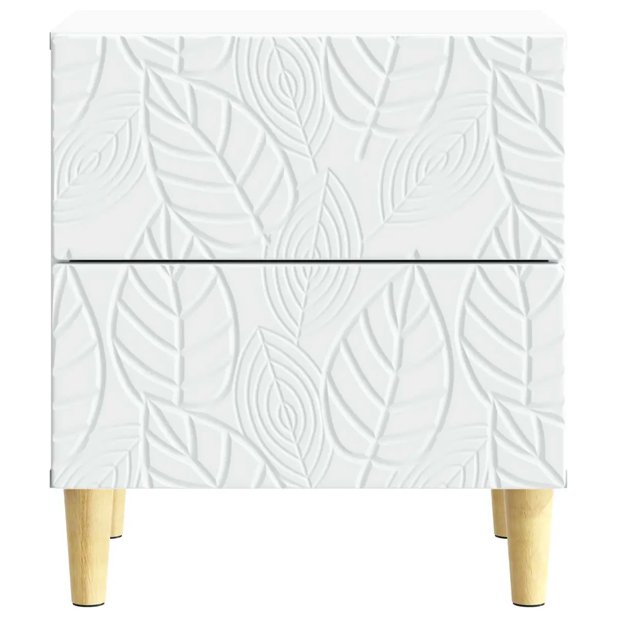 Bedside Table White Engineered Wood Compact Nightstand Storage Drawer