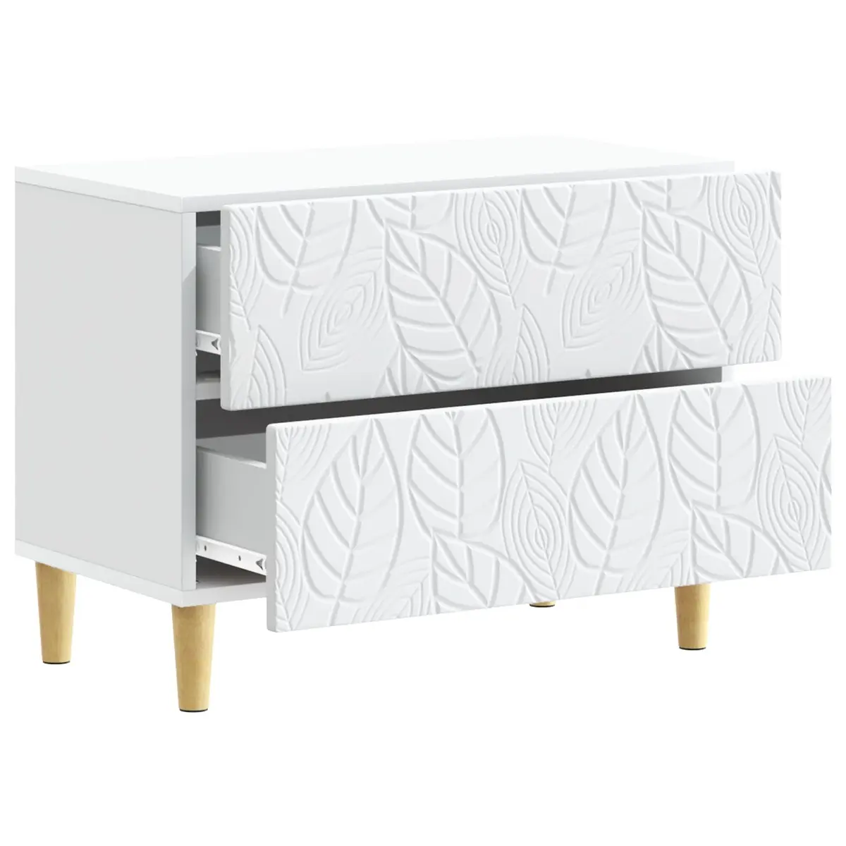 Bedside Table White 62 x 34.5 x 48 cm Modern Engineered Wood Drawers Storage