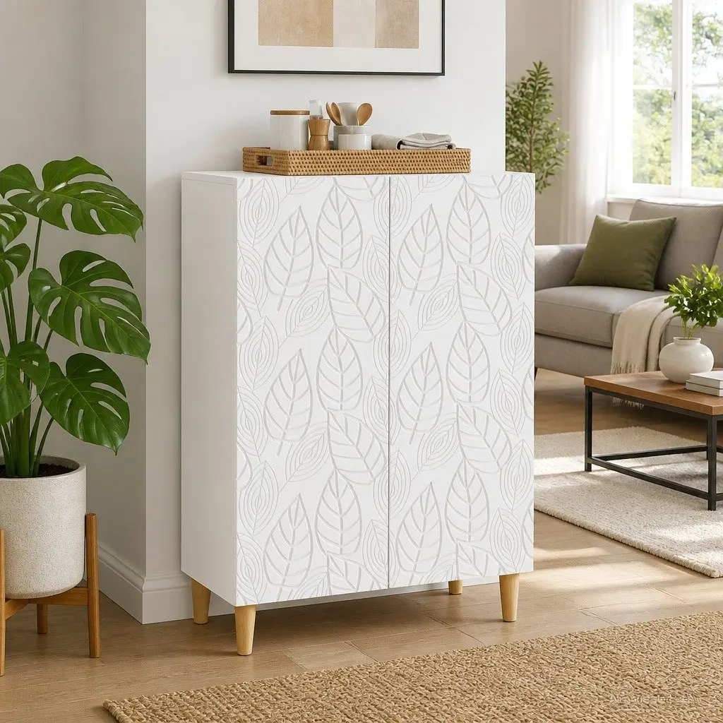 White Sideboard Cabinet Storage Unit for Living Room Dining Area 66 x 34.5 x 90 cm